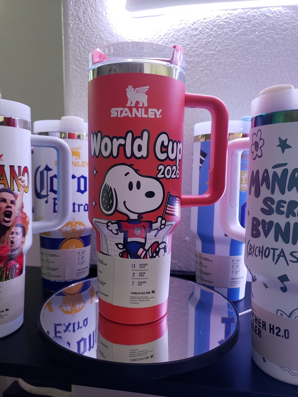 World Cup 2026 Snoopy Red Insulated Travel Mug with Handle